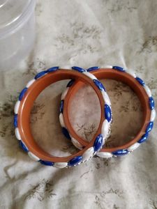 Blue &amp; White Beaded Bangles