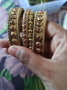 Metal Bangles And Silk Thread Bangle