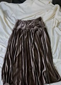 Vintage Velvet Pleated Skirt