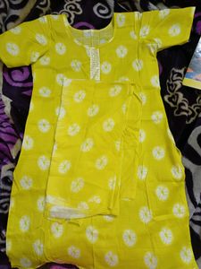 Yellow Printed Kurta Set