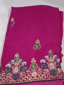 EMBROIDERED SAREE WITH TIKLI WORK
