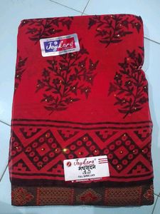 Red Full Worked Saree With Unstitched Blouse