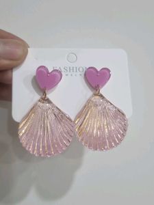 Heart & Shell Drop Earrings