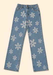 Floral Print Straight-Leg – Vintage Blue Denim