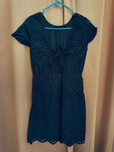 Nuon Navy Blue Eyelet Dress