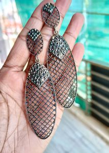 Black Polish German Silver Western Dangler