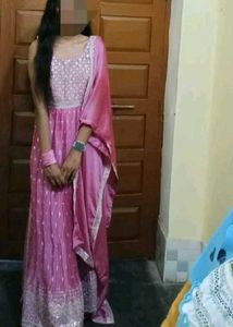 Pink Embroidered Kurta Set Sleeves Available