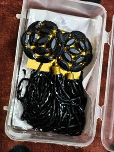 Black Tassel Earrings in Case
