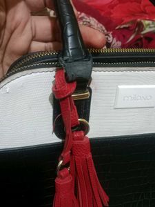 Milano Black &amp; White Satchel Bag