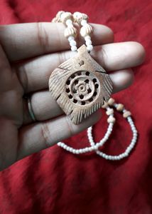Wooden Pearl Combination Necklace/ Mala/ Haram/Har