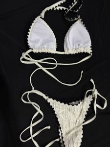 White Textured Bikini Set