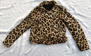brand new (zara)leopard print biker jacket