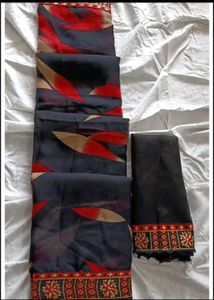 Elegant Black Printed Saree
