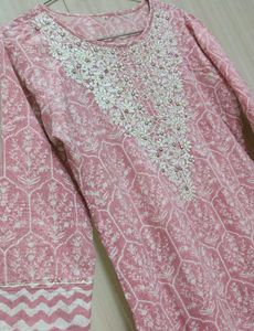 Pink Embroidered Kurta