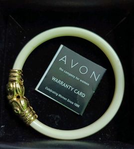 White And Acrylic Gold Bangle