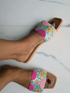 Beaded Flower Slides