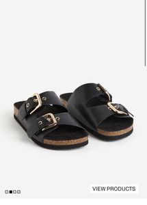 H&amp;M Black &amp; Beige Buckle slides