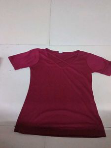 Burgundy Criss-Cross V-Neck Top