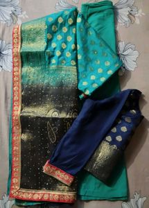 Sea green banarsi silk saree