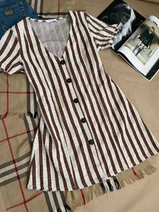 Striped Button-Down Mini Dress