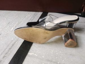 Clear Heel Mules - Size 4