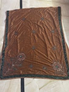 Embroidered Brown Saree