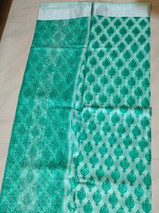 Green Floral Print Saree