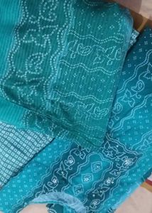 Teal Bandhani Dress Material