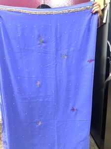 Mauve Floral Embroidered Sari