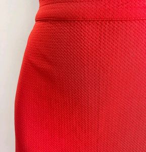 Red high waisted skirt