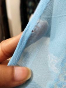 Resham Work Blue Saree ( Pure Chiffon)