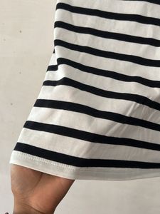 White And Black Striped Tshirt on