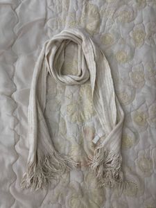 Cream Striped Scarf with Fringe