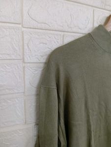 Zara Green Mock Neck Long Sleeve Top