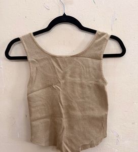 Cute Beige Button Tank Top