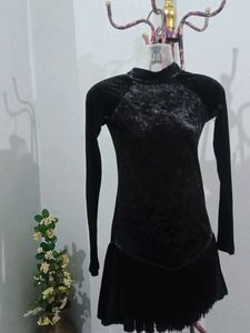 Black And Gray Velvet Dress