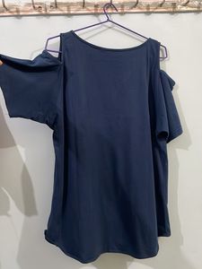 Navy Cold Shoulder Top