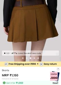 Dark Brown Pleated Korean / Japanese Mini Skirt