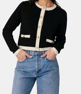 Black Cardigan with Trim