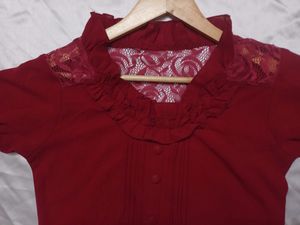 Maroon Ruffled Top