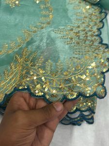 Elegant Green Embroidered Saree