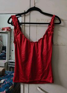 Hot Red Satin Y2k Top