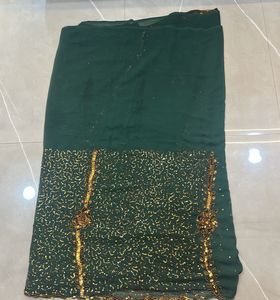Emerald Green Embroidered Saree