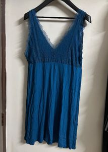Blue Lace Trim Slip Dress