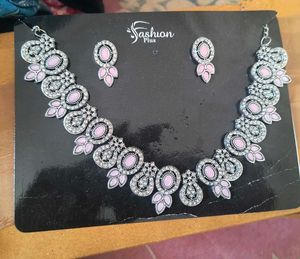 Pink Stone Necklace &amp; Earring Set