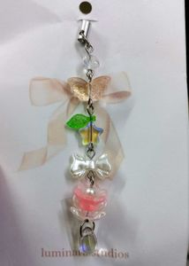 🌺🦋 Peach Flower Phone Charm with Star & Bow ⭐🎀✨