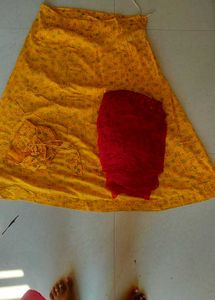 Yellow &amp; Red Ethnic Skirt Set