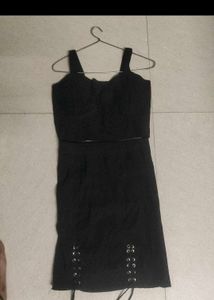 Black Co-ord Mini Skirt Set Women