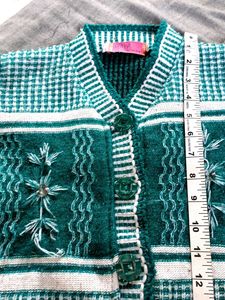 Green Embroidered Cardigan