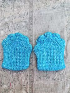 Crochet Blue Fingerless Gloves